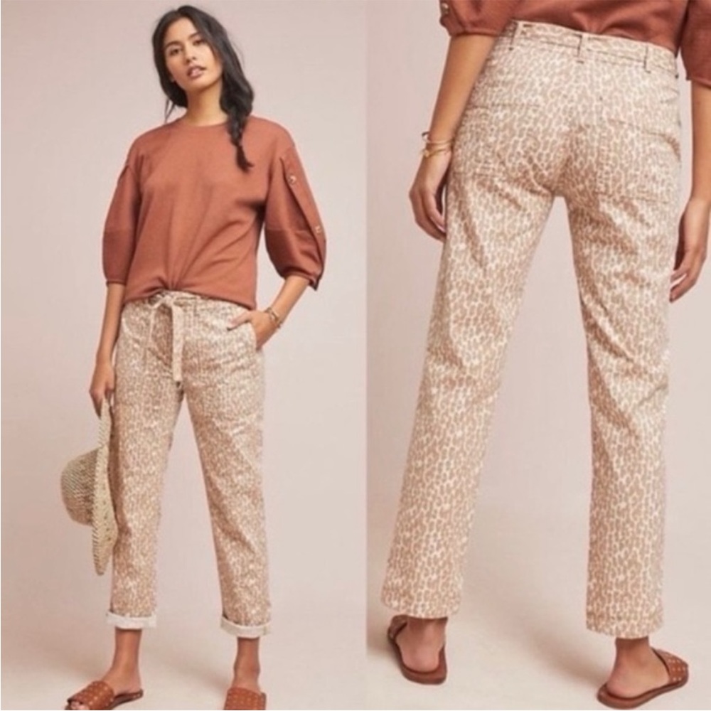 Anthropologie Wanderer animal print pants